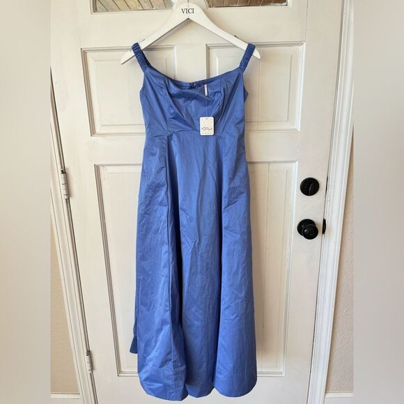 Nwt Free People Alinda Midi Dress in Blue Iris - Picture 5 of 6